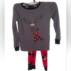 Chill Moose Kids Pajama Set - Gray and Red